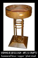 ARTS & CRAFTS HAMMERED COPPER/BRASS PLANT STAND