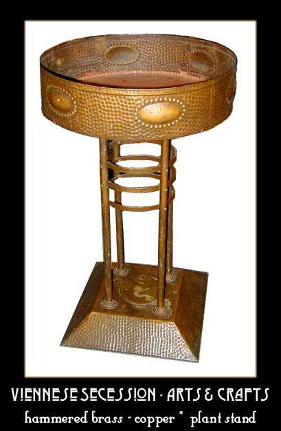 ARTS & CRAFTS HAMMERED COPPER/BRASS PLANT STAND
