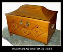 ANTIQUE INLAID MASONIC CHEST TRUNK DATED 1839