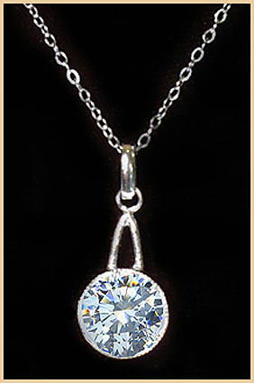 ART DECO FAUX DIAMOND PENDANT WITH CHAIN CJ-7