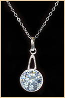 ART DECO FAUX DIAMOND PENDANT WITH CHAIN CJ-7
