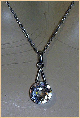 ART DECO FAUX DIAMOND PENDANT WITH CHAIN CJ-7
