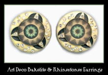 1940's VINTAGE BAKELITE RHINESTONE EARRINGS CJ-8