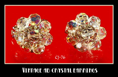 VINTAGE HOBE AB CRYSTAL BEAD CLUSTER EARRINGS CJ-76