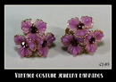 VINTAGE PURPLE FLOWER RHINESTONE EARRINGS CJ-85