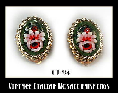 VINTAGE ITALIAN MOSAIC EARRINGS CJ-94