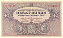 ORIGINAL 1920 MUCHA DESIGN 10 KORUN BANKNOTE