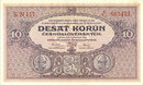 ORIGINAL 1920 MUCHA DESIGN 10 KORUN BANKNOTE