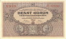ORIGINAL 1920 MUCHA DESIGN 10 KORUN BANKNOTE