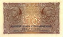ORIGINAL 1920 MUCHA DESIGN 10 KORUN BANKNOTE