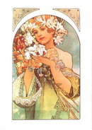 MUCHA FRUITS / FLOWERS LARGE FOLD POSTCARD