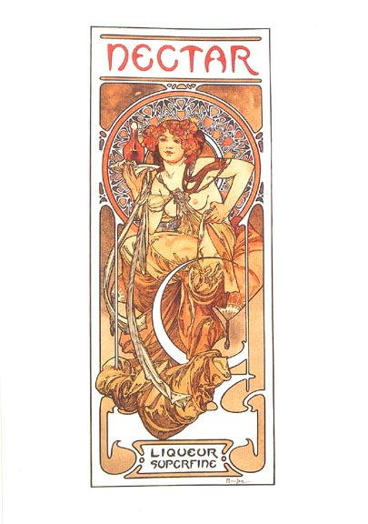 MUCHA COGNAC BISQUIT / NECTAR LARGE FOLD POSTCARD