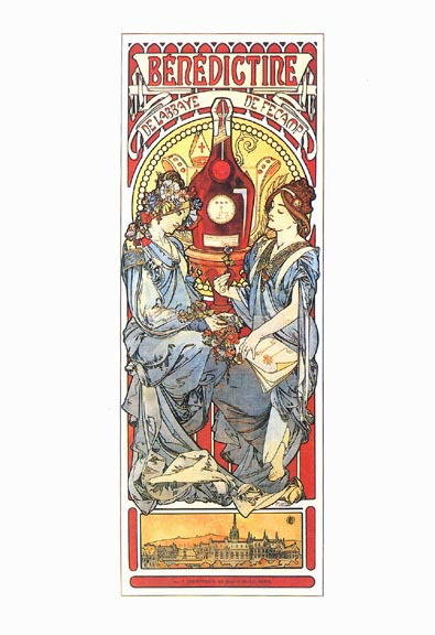 MUCHA BLEUZ PARFUMEUR / BENEDICTINE LARGE FOLD POSTCARD