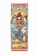 MUCHA BLEUZ PARFUMEUR / BENEDICTINE LARGE FOLD POSTCARD
