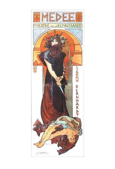 MUCHA MEDEE / HAMLET LARGE FOLD POSTCARD