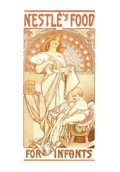 MUCHA NESTLE'S FOOD / REVERIE LARGE FOLD POSTCARD