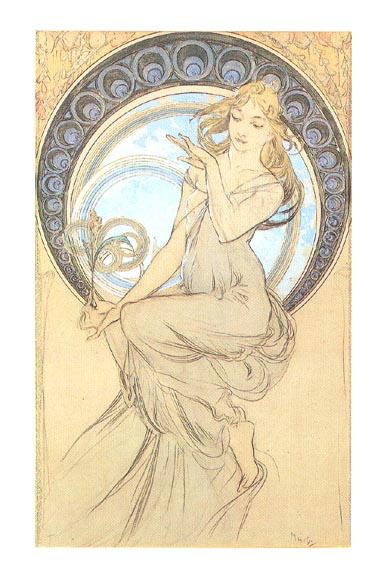 MUCHA ART NOUVEAU PAINTING POSTCARD