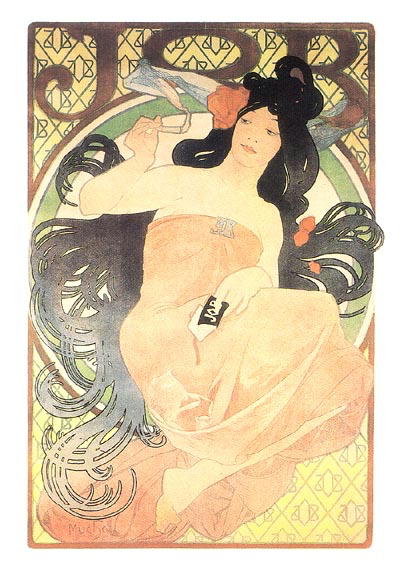 MUCHA ART NOUVEAU JOB POSTCARD