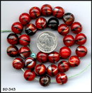 1000 OLD CZECH RED/BLACK ROUND BEADS 10mm #343