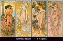 4 VINTAGE MUCHA ART NOUVEAU POSTERS 4 FLOWERS
