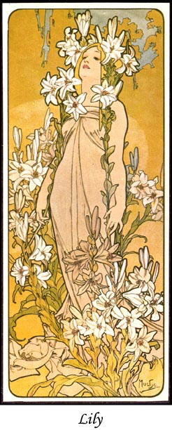 4 VINTAGE MUCHA ART NOUVEAU POSTERS 4 FLOWERS