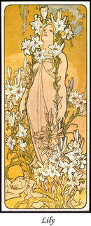 4 VINTAGE MUCHA ART NOUVEAU POSTERS 4 FLOWERS