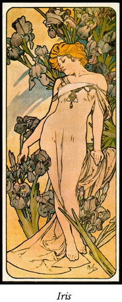4 VINTAGE MUCHA ART NOUVEAU POSTERS 4 FLOWERS