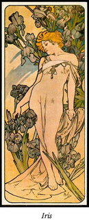 4 VINTAGE MUCHA ART NOUVEAU POSTERS 4 FLOWERS
