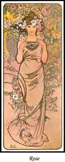 4 VINTAGE MUCHA ART NOUVEAU POSTERS 4 FLOWERS
