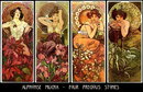4 VINT MUCHA ART NOUVEAU POSTER PRECIOUS STONES