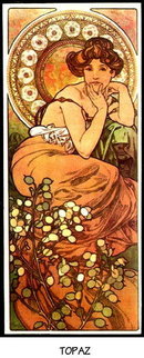 4 VINT MUCHA ART NOUVEAU POSTER PRECIOUS STONES