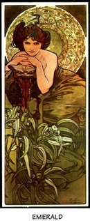 4 VINT MUCHA ART NOUVEAU POSTER PRECIOUS STONES