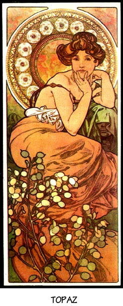 4 VINT MUCHA ART NOUVEAU POSTER PRECIOUS STONES