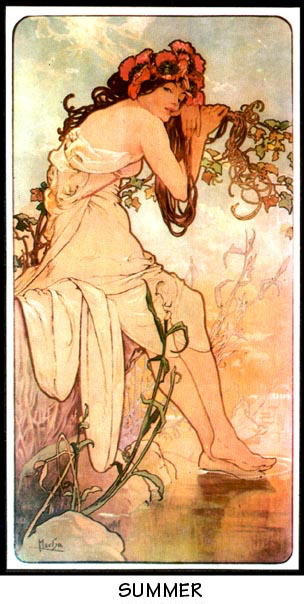 4 VINTAGE MUCHA ART NOUVEAU POSTERS