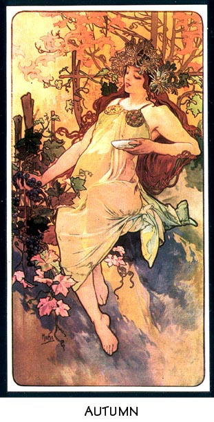 4 VINTAGE MUCHA ART NOUVEAU POSTERS