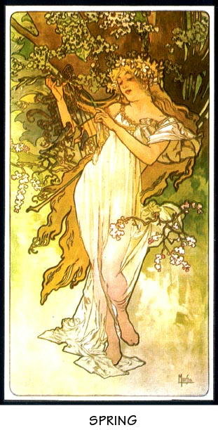 4 VINTAGE MUCHA ART NOUVEAU POSTERS