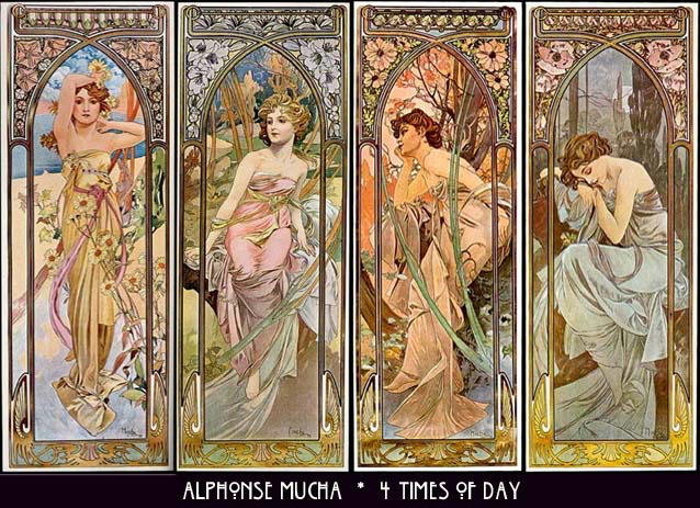 4 MUCHA ART NOUVEAU POSTERS