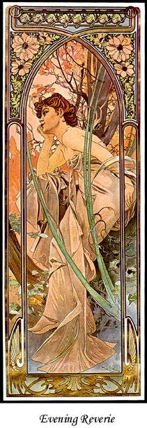 4 MUCHA ART NOUVEAU POSTERS