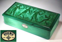 MALACHITE COLOR GLASS POWDER BOX / HOFFMAN