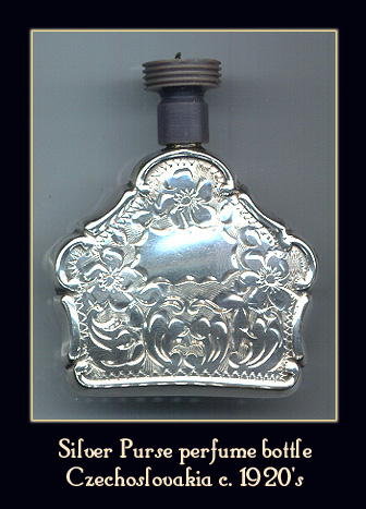 CZECH ART DECO SILVER PURSE PERFUME BOTTLE