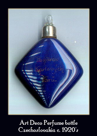 CZECH ART DECO COBALT PURSE PERFUME BOTTLE