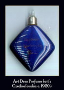 CZECH ART DECO COBALT PURSE PERFUME BOTTLE