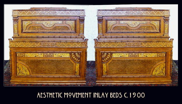 AESTHETIC MOVEMENT INLAY BEDS (PAIR) c.1900