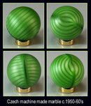 2 VINTAGE CZECH GLASS MARBLES SWIRLS c.1950's