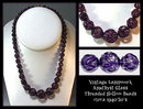 47 VINTAGE HOLLOW LAMPWORK PURPLE GLASS BEADS