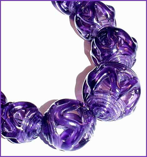 47 VINTAGE HOLLOW LAMPWORK PURPLE GLASS BEADS