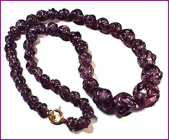 47 VINTAGE HOLLOW LAMPWORK PURPLE GLASS BEADS