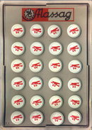 24 RED AIRPLANE PICTURE BUTTONS 1930-40 CARD
