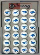 24 RED AIRPLANE PICTURE BUTTONS 1930-40 CARD