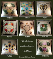4 ARTS & CRAFTS EMBROIDERED PILLOWS